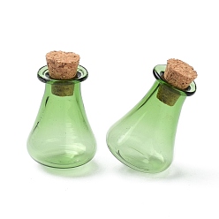 Light Green Glass Cork Bottles, Glass Empty Wishing Bottles, DIY Vials for Home Decorations, Light Green, 17x27mm