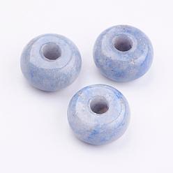 Aventurine Bleue Perles d'aventurine bleues naturelles, Perles avec un grand trou   , rondelle, 14x8mm, Trou: 4mm
