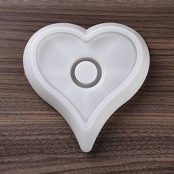 Blanco Moldes de silicona para velas en forma de corazon diy, moldes para velas, para resina, yeso, fabricación artesanal de cemento, blanco, 14.8x14.5x3.3 cm
