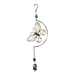 Colorido Campanas de viento de hierro luminoso, pequeñas campanas de viento colgantes de vidrio hechos a mano, mariposa, colorido, 550 mm