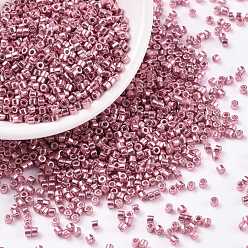 Violet Cylinder Seed Beads, Metallic Colours, Uniform Size, Violet, 2x1.5mm, Hole: 0.8mm, about 40000pcs/bag, 450g/bag