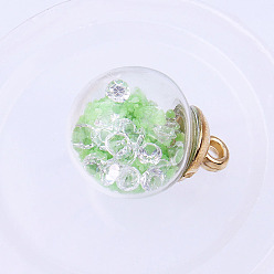 Verde Claro Resplandor en los colgantes de globo de cristal luminoso oscuro, encantos redondos, verde claro, 21x16 mm