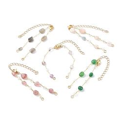 Mixed Stone Nuggets Natural Mixed Gemstone Beaded Bracelet Makings, with Brass Cable Chains and 304 Stainless Steel Lobster Claw Clasps, Golden, 6-1/8 inch(15.5cm)