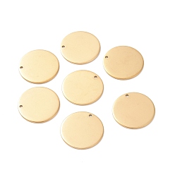 Golden Vacuum Plating 304 Stainless Steel Pendants, Stamping Blank Tag Pendants, Flat Round, Golden, 23x1mm, Hole: 1.5mm