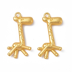 Matte Gold Color Rack Plating Alloy Pendants, Cadmium Free & Lead Free & Nickle Free, Giraffe Charms, Matte Gold Color, 29x18.5x3.5mm, Hole: 1.8mm