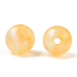 Orange Opaque Acrylic Beads, Glitter Beads, Round, Orange, 10.5~11mm, Hole: 2mm, about 510pcs/500g