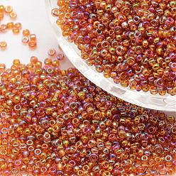 Chocolate 8/0 Round Glass Seed Beads, Grade A, Transparent Colours Rainbow, Chocolate, 2.8~3.2mm, Hole: 1.0mm, about 15000pcs/pound