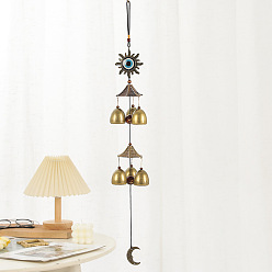 Sol Campanas de viento de campana de latón estilo mal de ojo, Para decoración colgante de la habitación del hogar., sol, 560 mm
