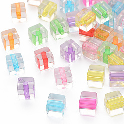Mixed Color Transparent Acrylic Beads, Cube, Mixed Color, 7x7x7mm, Hole: 2mm, about 1310pcs/500g