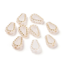 Mocassin Perles acryliques plaquées, métal doré enlaça, givré, larme, mocassin, 17x12x6mm, Trou: 1.8mm, environ755 pcs / 500 g