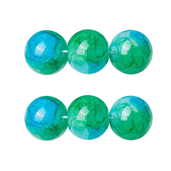 Vert Mer Moyen Perles en verre peintes à la bombe, ronde, vert de mer moyen, 8~8.5mm, Trou: 1.5mm, Environ 100 pcs/chapelet, 31.1 pouce (79 cm)