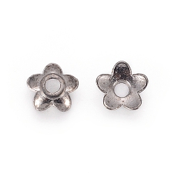 Gunmetal Tibetan Style Bead Caps, Cadmium Free & Lead Free, Gunmetal, 6.5x6.5x2mm, Hole: 2mm