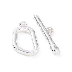 Matte Silver Color Alloy Toggle Clasps, Irregular Shape, Matte Silver Color, Ring: 17x12x2.5mm, Bar: 6x21.5x2mm, Hole: 1.4mm