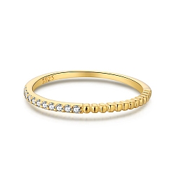Chapado en Oro Real 18K 925 plata esterlina anillos de dedo, anillo apilable, con circonita y 925 sello para mujer, real 18 k chapado en oro, 1 mm, tamaño de EE. UU. 7 (17.3 mm)