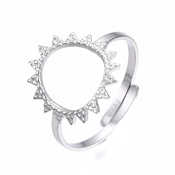 Color de Acero Inoxidable 304 anillo de puño de acero inoxidable abierto al sol, anillo grueso hueco para mujer, color acero inoxidable, tamaño de EE. UU. 7 1/4 (17.5 mm)
