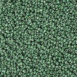 Средний Морско-зеленый Бисер из стекла , непрозрачных цветов lustered, круглые, средний морской зеленый, 2 мм, отверстия : 1 mm, около 30000 шт / фунт