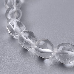 Cristal de Quartz Bracelets extensibles en cristal de quartz naturel, pierre tombée, nuggets, diamètre intérieur: 2~2-1/4 pouce (5.2~5.6 cm)
