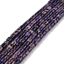 Indigo Brins de perles de jaspe impérial naturel, teint, colonne, indigo, 4~4.5x4mm, Trou: 0.5mm, Environ 100 pcs/chapelet, 16.14'' (41 cm)