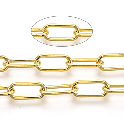 Золотой Цепи из несваренного железа, тянутые удлиненные кабельные цепи, с катушкой, золотые, 12.5x5.6x1.2 мм, около 82.02 футов (25 м) / рулон