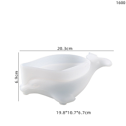 Blanc Fantôme Moules en silicone porte-savon dauphin auto-videur, pour la résine UV, fabrication artisanale de résine époxy, fantôme blanc, 203x69mm