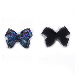 Prussian Blue Resin Cabochons, with Glitter Powder, Bowknot, Prussian Blue, 8x11x3mm