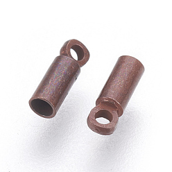 Red Copper Brass Cord Ends, End Caps, Red Copper, 6x2mm, Hole: 1mm, Inner Diameter: 1.5mm