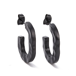 Electrophoresis Black 304 Stainless Steel Stud Earring for Women, Letter C, Electrophoresis Black, 23x17x3mm, Pin: 0.8mm