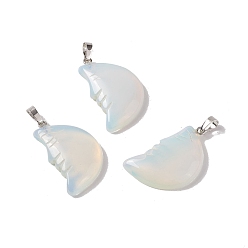 Opalite Opalite Pendants, Moon Charm, with Platinum Tone Brass Findings, 37~38.5x22~23x7~8mm, Hole: 7.7x5mm