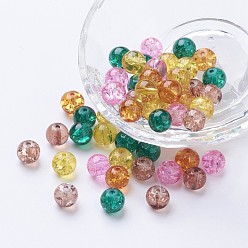 Mixed Color Baking Painted Crackle Glass Beads, Fall Mix, Round, Mixed Color, 8~8.5x7.5~8mm, Hole: 1mm, about 100pcs/bag