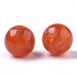 Brique Rouge Perles acryliques, imitation de cire d'abeille, ronde, firebrick, 10mm, trou: 1.8 mm, environ 940 pcs / 500 g