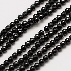 Шпинель Натуральный черный шпинель нити круглый шарик, 2 мм, отверстие : 0.8 мм, около 184 шт / нитка, 16 дюйм