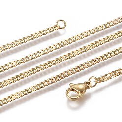 Golden 304 Stainless Steel Curb Chain Necklaces, with Lobster Claw Clasp, Golden, 23.62 inch(60cm)