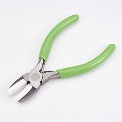 Lime Green 45# Carbon Steel Jewelry Pliers, Nylon Jaw Pliers, Flat Nose Pliers, Polishing, Lime Green, 13.5x7.9x1cm