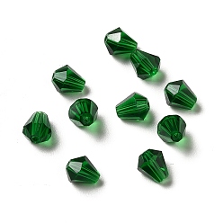 Verde Oscuro Imitación de vidrio cuentas de cristal austriaco, facetados, diamante, verde oscuro, 6x5 mm, agujero: 1 mm
