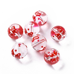 Bowknot Perlas de vidrio transparentes, con esmalte, rondo, rojo, bowknot patrón, 11.5~12x11 mm, agujero: 1.5~1.6 mm
