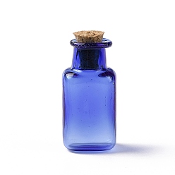 Azul Medio Botellas de vidrio en miniatura rectangulares, con tapones de corcho, botellas vacías de deseos, para accesorios de casa de muñecas, producir joyería, azul medio, 12x14x34 mm