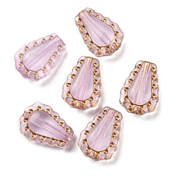 Rouge Violet Pâle Placage perles acryliques transparents, métal doré enlaça, larme, rouge violet pâle, 17x12x6mm, Trou: 1.8mm, 750 pcs / 500 g