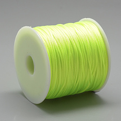 Jaune Vert Fil de nylon, corde de satin de rattail, jaune vert, environ 1 mm, environ 76.55 yards (70m)/rouleau