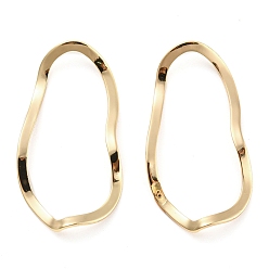 Real 18K Gold Plated Brass Linking Rings, Irregular Wavy Oval Connector, Real 18K Gold Plated, 35x19x2mm