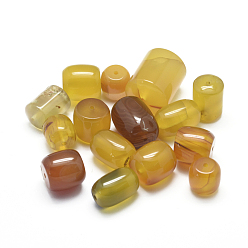 Agate Jaune Perles d'agate jaune naturelle, teints et chauffée, formes mixtes, 10~20x10~15mm, Trou: 1.2mm
