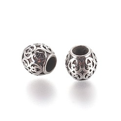 Antique Silver 304 Stainless Steel Beads, Rondelle, Antique Silver, 8.5x8mm, Hole: 4.2mm