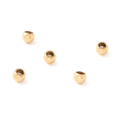 Golden Ion Plating(IP) 202 Stainless Steel Beads, Half Drilled, Round, Golden, 3x2.5mm, Half Hole: 1.6mm