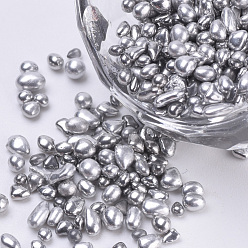 Silver Plated Glass Seed Beads, For Nail Art Decoration, No Hole/Undrilled, Chip, Silver, 1.5~5x1.5~2x1.5~2mm