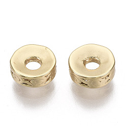 Real 18K Gold Plated Brass Spacer Beads, Nickel Free, Flat Round, Real 18K Gold Plated, 6x2mm, Hole: 1.6mm