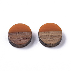 Chocolate Resin & Wood Cabochons, Flat Round, Chocolate, 10x2.5~4mm