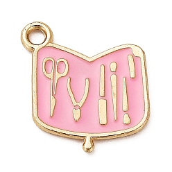 Pink Подвески из сплава , с эмалью, золотые, маникюрный набор с подвеской в форме, розовые, 20x17x1 мм, отверстие : 1.8 мм