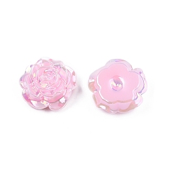 Pearl Pink Opaque ABS Plastic Cabochons, Flower, Pearl Pink, 19.5x7.5mm