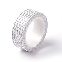 White DIY Scrapbook Decorative Paper Tapes, Adhesive Tapes, Grid Pattern, White, 15mm, about 10m/roll