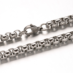 Stainless Steel Color 304 Stainless Steel Box Chain Necklaces, Stainless Steel Color, 27.56 inch(70cm)