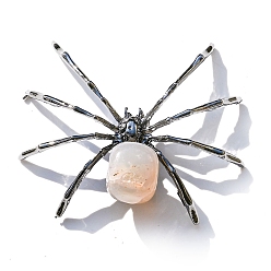 Натуральный Агат Украшение дисплея натуральным белым агатом, с металлическим держателем в форме паука, для домашнего украшения рабочего стола, 48x55 мм